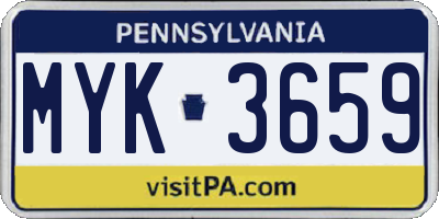 PA license plate MYK3659