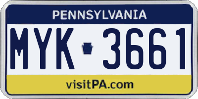 PA license plate MYK3661