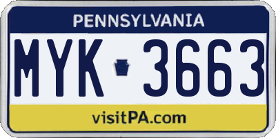 PA license plate MYK3663