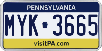 PA license plate MYK3665