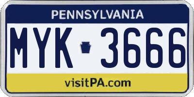 PA license plate MYK3666