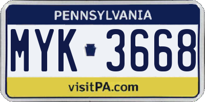 PA license plate MYK3668