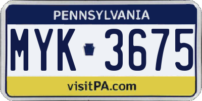 PA license plate MYK3675
