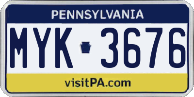 PA license plate MYK3676