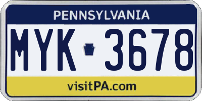 PA license plate MYK3678