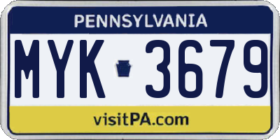 PA license plate MYK3679