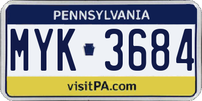 PA license plate MYK3684