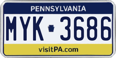 PA license plate MYK3686