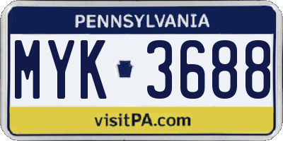 PA license plate MYK3688