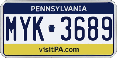 PA license plate MYK3689
