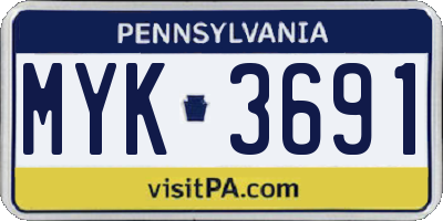 PA license plate MYK3691