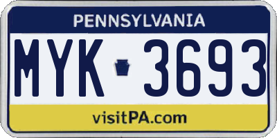 PA license plate MYK3693