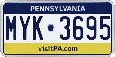 PA license plate MYK3695