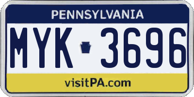 PA license plate MYK3696