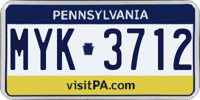 PA license plate MYK3712
