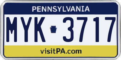 PA license plate MYK3717