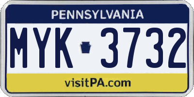 PA license plate MYK3732