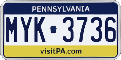 PA license plate MYK3736