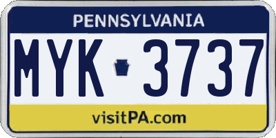 PA license plate MYK3737