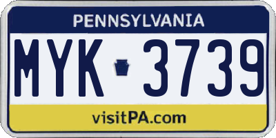 PA license plate MYK3739