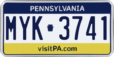 PA license plate MYK3741