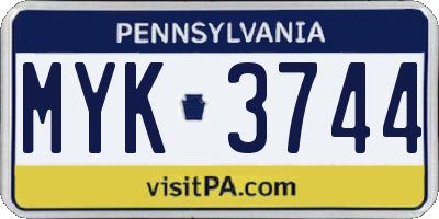 PA license plate MYK3744