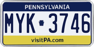 PA license plate MYK3746