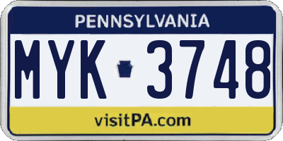 PA license plate MYK3748