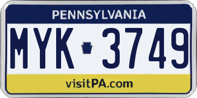 PA license plate MYK3749