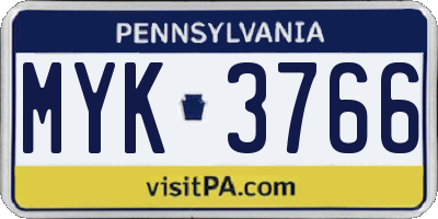 PA license plate MYK3766