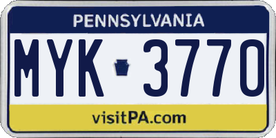 PA license plate MYK3770