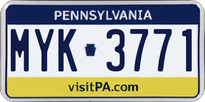 PA license plate MYK3771