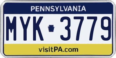 PA license plate MYK3779