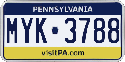 PA license plate MYK3788