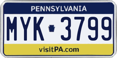 PA license plate MYK3799