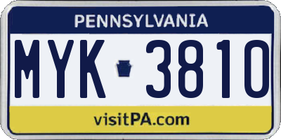PA license plate MYK3810