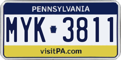PA license plate MYK3811