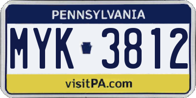 PA license plate MYK3812