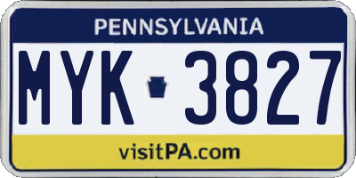 PA license plate MYK3827