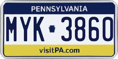 PA license plate MYK3860