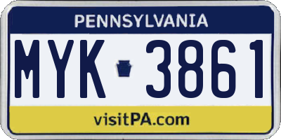 PA license plate MYK3861