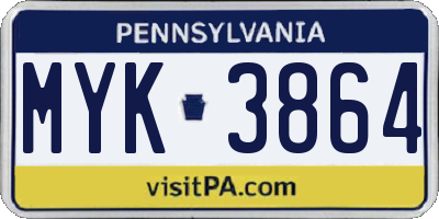 PA license plate MYK3864