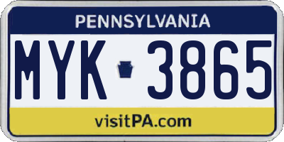 PA license plate MYK3865