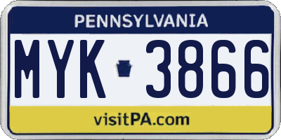PA license plate MYK3866