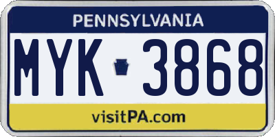 PA license plate MYK3868