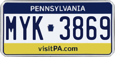 PA license plate MYK3869