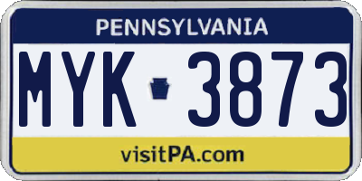 PA license plate MYK3873