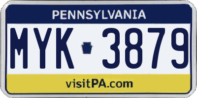 PA license plate MYK3879