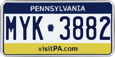 PA license plate MYK3882