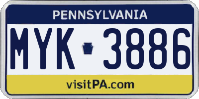 PA license plate MYK3886